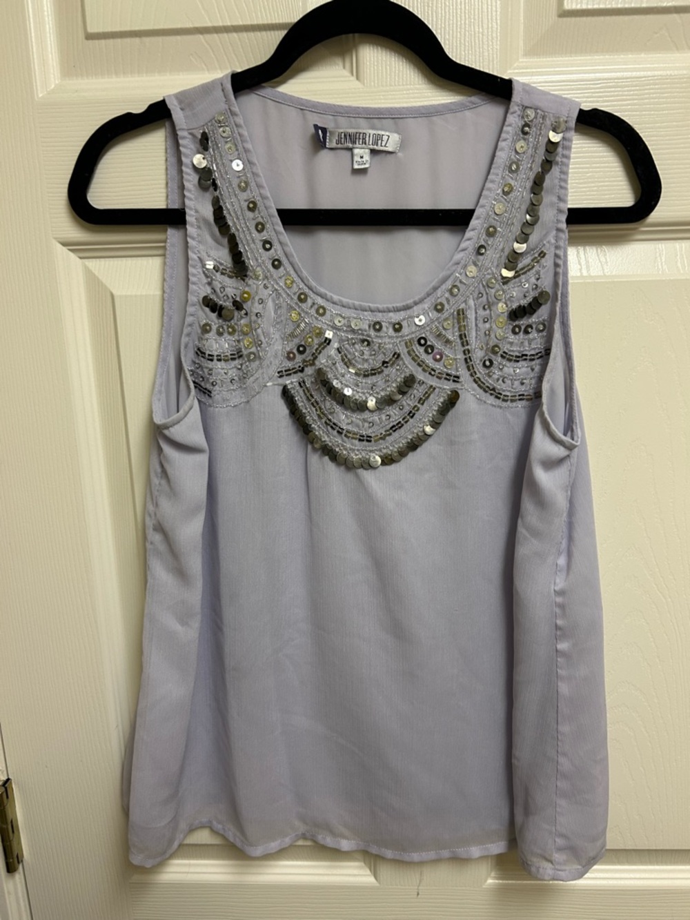 Jennifer Lopez Light Lavender Sequin Embellished Camisole